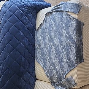 Elan blue and Grey Dolman sleeve thin sweater